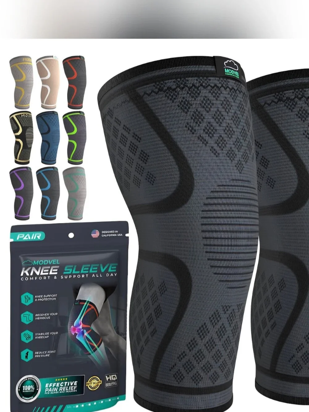 Brand New Compression Knee Sleeve Pair - Black. Size Xl..unisex